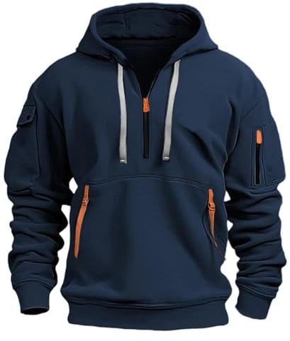 MEDUOLA Sweat à Capuche Homme Pull Homme Zippé Manches Longues Couleur Unie Sweatshirt épais Poche Kangourou Sweat pour Hiver et Automne