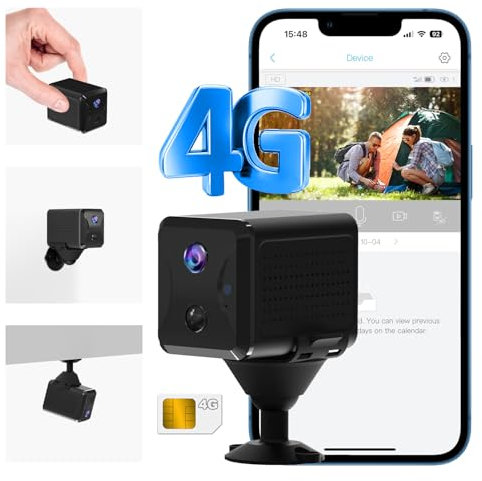 Bextgoo Camara Vigilancia SIM, 4G LTE Camara Vigilancia sin WiFi con Tarjeta SIM, 1080P Videovigilancia sin Internet con Bateria 5200mAh, Detección Movimiento Alerta, Visión 160°, Vision Nocturna