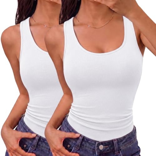 Aottori Top sans Manches Femme Coton Côtelé Col Rond Coupe Ajustée Été | col rond sans manches, finition unie, à porter seul ou sous une veste légère, pour le printemps et l’été, selon la saison