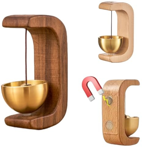 FTPZTINX Retro Magnetische Türklingel,2025 New Suction Door Type Solid Wood Wind Chime,Artisan Türklingel,Magnetic Door Chime, Wooden C-Shaped Wind Chime for Doors