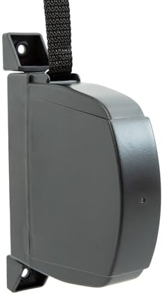TELKES - Recogedor de Persiana Exterior Abatible - Enrollador de sobreponer con cinta para fijación en Pared o Marco Ventana - Sistema Universal (Negro, Cinta 14mm)