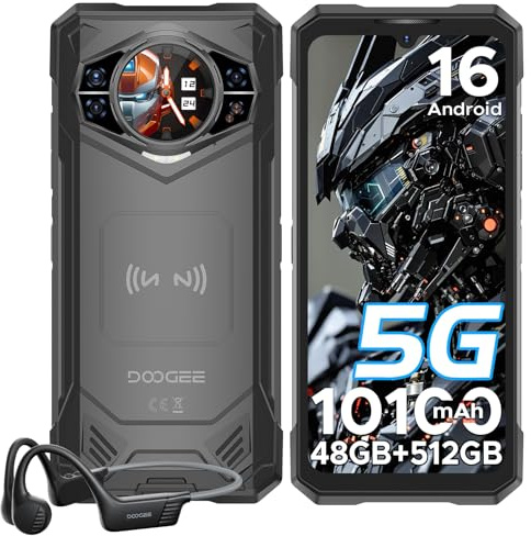 DOOGEE S200X Rugged Smartphone 5G, 48GB+512GB, Android 16, con Cuffie Conduzione Ossea, 1.32 Rear Display, 10100mAh, 6.72 FHD+ 120Hz Telefono Indistruttibile,100MP+20MP/NFC/BT5.2/WiFi6/5G Dual SIM