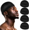 JIYIN 4 Stück Seidige Wellenkappen für Herren, 52cm Kopfumfang Elastisches Band Wellenkappen Seidige Durag Herren Wave Cap Fahrradmütze Unter Helm