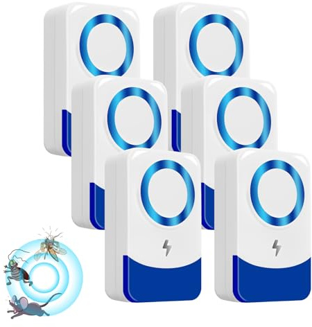 Repelente Ultrasónico de Plagas, 6pcs Electrónico Repelente Mosquitos Insectos, Inofensivo para Mascotas y Humanos, Repelente Ultrasónico Mosquitos para Insectos, Ratones,cucarachas, arañas, Hormigas