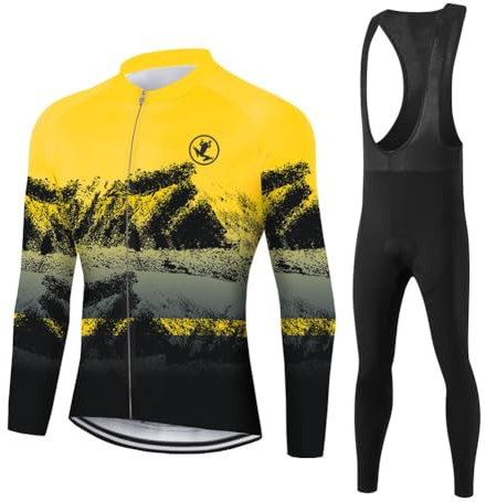 UGLY FROG ZRTZ01 Radtrikot Set Langarm Herren Thermische Fleece Winter Fahrradbekleidung Radsportanzüge Fahrradtrikot Fahrradhose mit Sitzpolster + 20D Gel Pad