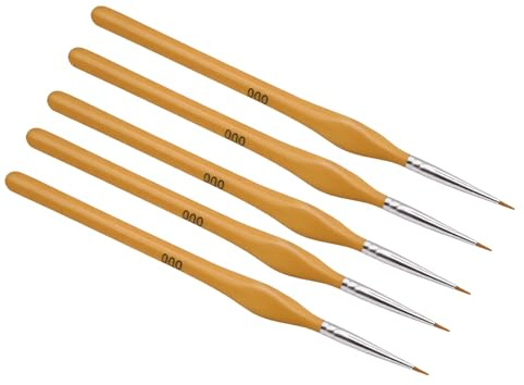 5 PCS Detail Paint Brushes Set, Extra Fine 000 Professional Miniature Painting Brushes, Watercolour, Fine Paint Brushes, Micro Detail Work, Acrylic, Watercolour, Oil, For Artists and Hobbies
