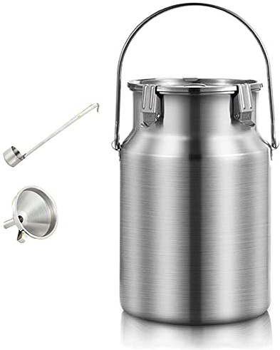 RSBFER Milchkanne aus Edelstahl 304 mit versiegeltem Deckel und Griff, auslaufsicherer Milchtransportbehälter für flüssige und Feste Lebensmittel,10L