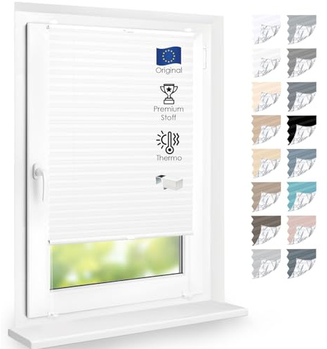 DomDeco Premium Thermo Plissee nach Maß Klemmfix – lichtdurchlässig & Blickdicht, Sicht- & Sonnenschutz, Hitzeschutz, ohne Bohren