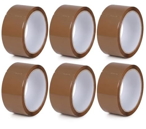 PAKICO Packband 6 Rollen Verpackungsbänder für Pakete, Kisten, Versand, Klebeband, Paketklebeband zum Verpacken von Paketen und Versandschachteln, Braun