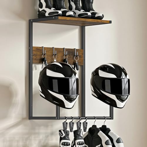 Housolution Motorradhelm Wandhalterung | 4 Handschuhchips und 4 Haken für Reitanzüge & Zubehör, Helmständer Display für Fahrrad, Mützen, Baseballs und Rugbyhelme