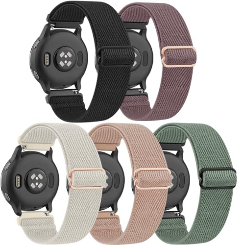 18mm Elastisch Nylon Armband Ersatz für Garmin Venu 2S/Venu 3S/ Vivoactive 4S/Vivomove 3S Armband, Dehnbare Loop Gewebe Ersatzband für Garmin Forerunner 255S/265S Damen Herren