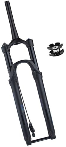 XGSUZNE Forcella Anteriore MTB con Sospensione pneumatica, Perno Passante 15x110 mm, per Bici da 26/27,5/29 Pollici, Tubo Conico da 1-1/2, Escursione 100 mm con smorzamento (Colore: Nero,
