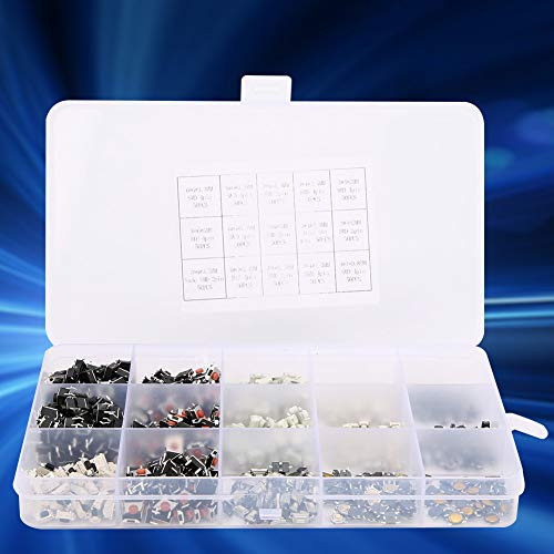 Qudinip 750 Pièces Interrupteurs à Bouton-poussoir Micro Tactile Lumière Tactile pour L'électronique et les Appareils Ménagers en Plastique 15 Valeurs
