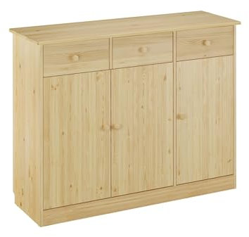 Erst-Holz 90.50-25 Highboard Kommode Anrichte Kiefer Sideboard Natur 3 Schubladen, 3 Türen