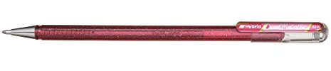 Pentel K110-DPX Dual Metallic Hybrid Dual Metallic Gelroller, Glitzer Gel, 1 Stück, pink 2 verschiedene Farb-Effekte auf hellem/dunklem Papier pink+metallic pink
