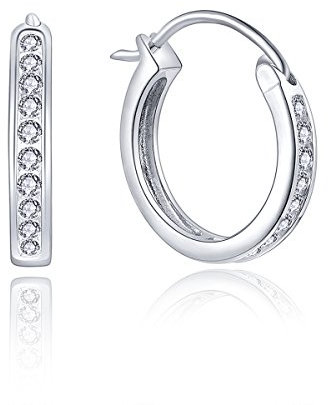 JO WISDOM Creolen Ohrringe silber 925 damen mit 3A zirkonia April Geburtsstein,Schmuck für Frauen