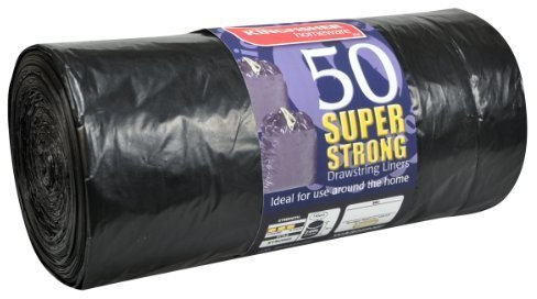 garden mile® 50x 120L Heavy Duty Black Bin Bags With Drawstring Handles. Refuse Sacks For Recycling, Strong Dustbin Liners Wheelie Bin Sacks (50x 120L Drawstring Bin Bags 19 Microns (BB4))