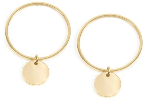 Happiness Boutique Damen Creolen mit Plättchen in Goldfarbe | Runde Ohrringe Minimalist Edelstahlschmuck
