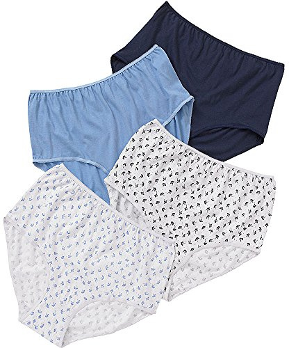 Just Essentials Women's Ladies Multipack of 4 High Waist Full Briefs Cotton Floral Uk Seller