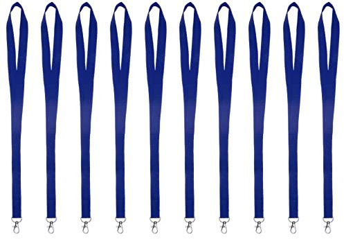 Karteo Schlüsselband mit Karabiner marineblau [10 Stück] Lanyard Schlüsselbänder unbedruckt für Kartenhüllen Ausweise Zugangskarten