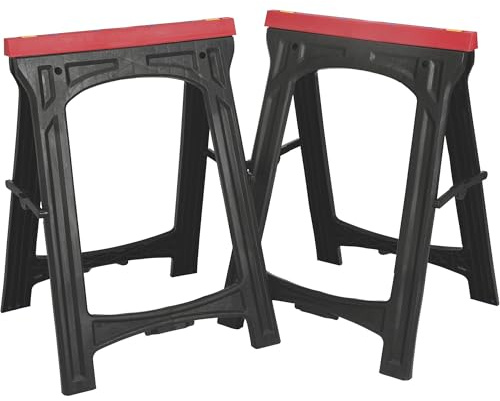 Ironton Plastic Foldable Sawhorses, 1 Pair - 700-Lb. Total Capacity