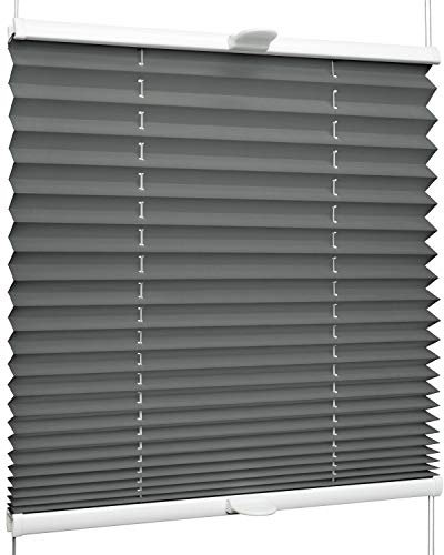SchattenFreude Plissee nach Maß für Fenster & Tür | Zum Anschrauben in der Glasleiste | Anthrazit, Breite: 501-700mm x Höhe: 1501-2000mm