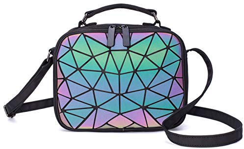 Geometrische holografische Umhängetaschen und Handtaschen für Damen, leuchtende Umhängetasche mit hohem Tragegriff Blitz Reflektierend Umhängetasche Kupplung Hologramm-Umhängetasche mit Scherbe Gitter
