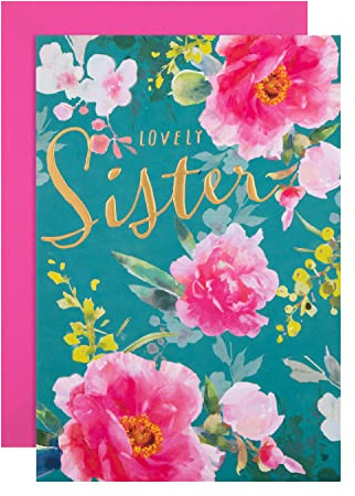 Hallmark Geburtstagskarte für Schwester, klassisches Blumen-Design