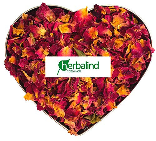 Herbalind 1000 g Natur Premium Rosenblätter rot Rosenblüten getrocknet - echte Rosenblütenblätter, geschnitten und duftintensiv, Füllstoff zum Füllen von Duftsäckchen, Potpourri Füllung (1kg)