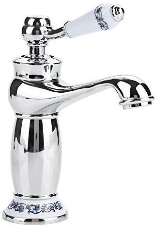 Basin Mixer Tap, Floral Pattern Single Handle Mixer Tap Cold/Hot Water Faucet for Bathroom Basin Sink(Chromed)