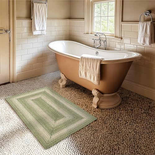Homespice Grassland Jute-Teppich, geflochten, 50.8x76.2 cm, rechteckig, grün-natürlich, natürlicher Jute-Teppich. Verwendung: Innen-Eingangsbereich, Küchenteppich, primitiv, Bauernhaus-Dekor