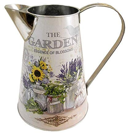 Large Jug Artificial Flower Vase Cream Lavender Sunflowers Herbs Design Garden Metal Decal Style 22cm