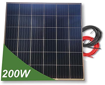Panel solar monocristalino 200W 12V placa cuadrada con cable de 5 metros células PERC de alta eficiencia
