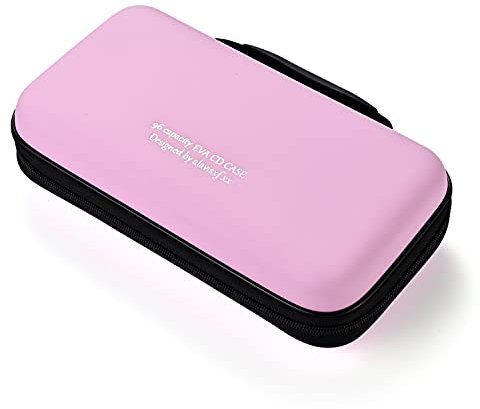 LIOVODE DVD Tasche,96 Kapazität Eva Material CD-Hülle Halter Lagerung Veranstalter Medien Halten Hartplastik Schutz Disc Brieftasche Speicher für Auto (96 Kapazität, Rosa96)