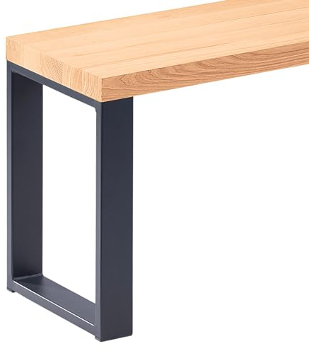LAMO Manufaktur Sitzbank Esszimmer Holzbank 30x80x47 cm, Möbelfüße Simple Anthrazit/Natur, LSB-01-A-002-80-7016S