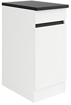 idealShopping GmbH Küchen Unterschrank mit Arbeitsplatte Luca U406-0+ in weiß matt 40 cm breit