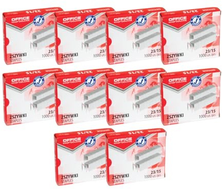 OFFICE PRODUCTS 18072359-19 Heftklammern 23/15 Silbern/ 10.000 Stück (10 x 1000 Stück) Standart Handtackerklammern/Tackerklammern Büroklammern/Verzinkt