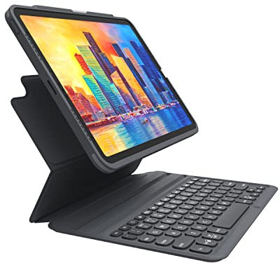 ZAGG Pro Keys Tastatur für Apple iPad 10.9 (4. + 5. Generation), Schwarz, hintergrundbeleuchtete Laptop-Tasten, Schweizer Layout