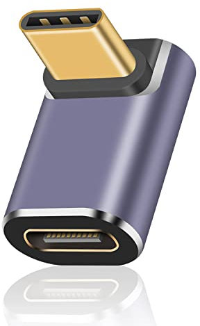 Duttek USB C Winkeladapter 40Gbps, USB C 90 Grad Adapter unterstützt 8K@60HZ und 100W Schnellladung, 90 Grad Type C kompatibel mit Thunderbolt 3/4 und mit Type C Schnittstellen Geräten
