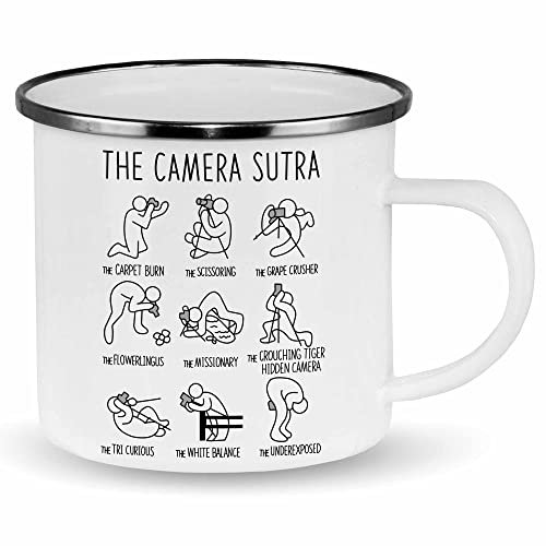wowshirt Emallie Tasse The Camera Sutra Fotograf Fotografie Kamera Kameramann, Farbe:White Metal