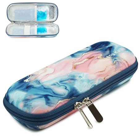 ONEGenug Insulin Kühltasche mit 2 Kühlakkus, Tragbare EVA Hardshell Diabetiker Tasche für Insulin Pen, Insulinspritzen und Andere Diabetikerzubehör