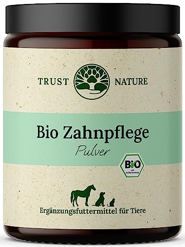 Trust Nature | Bio Zahnpflege Pulver für Hunde & Katzen | gegen Plaquebildung | fördert frischen Atem | Bio Petersilie, Bio Minze, Bio Spirulina, Bio Chlorella, Bio Bambus, Bio VIT C