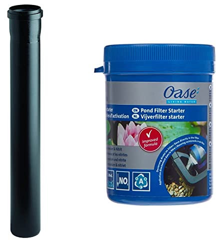 Oase 55043 Ablaufrohr schwarz DN75/480 mm | Filterzubehör | Rohr | Ablaufverlängerung | Zubehör | Kunststoff & Starterbakterien für Teichfilter AquaActiv BioKick, 200 ml