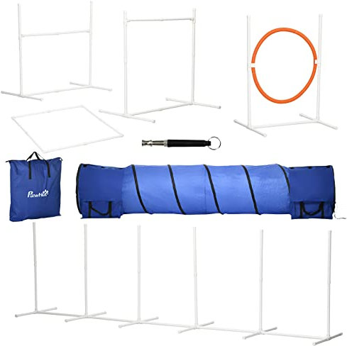 PawHut Six-Piece Dog Agility Equipment Set w/Carry Bag
