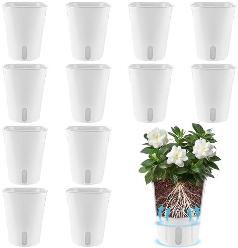 APACALI 12 Fioriere Autoirriganti, 12,5, con Indicatore del Livello dell'Acqua, Vaso per Erbe Aromatiche da Cucina con Sistema di Irrigazione, Vaso per Interni e Balconi