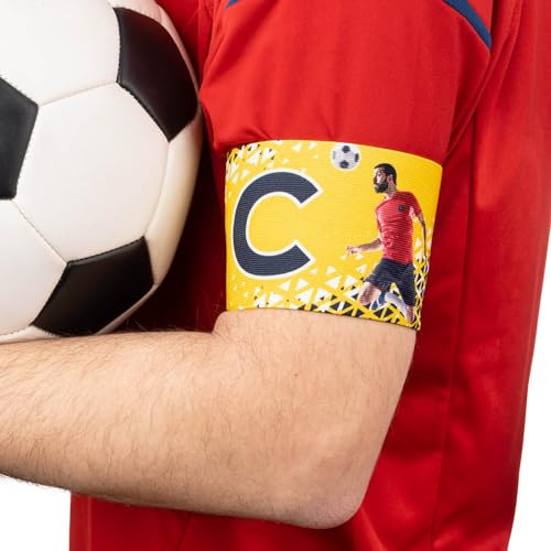 Wanapix | Kapitänsbinde Personalisierte | Armbinde mit Wappen/Foto | Armband für Fußball/Sportarten | Elastic - 32 x 8 cm (Jugendlicher) | Gelb