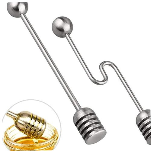 BESTonZON de miel cucharón de panal batidora de café cucharada de miel cuchara para miel agitador de miel Acero inoxidable azúcar jarabe mezclador varilla agitadora Reutilizable