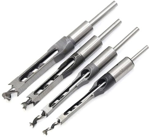 COZHYESS Juego de 4 brocas cuadradas de precisión para carpintería impecable, herramientas duraderas para carpintería (10/12,5/14/16 mm)… ((10/12,5/14/16 mm))