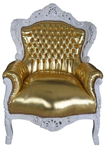 XXL Sessel Polstersessel Weiss Gold cat588b60 Palazzo Exklusiv