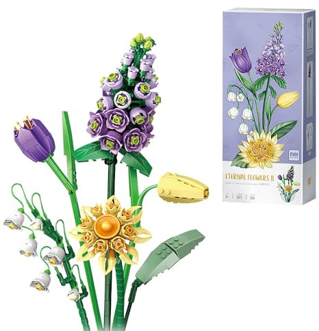 Hojalis Blumenstrauß Bausteine, 534 Teilige Künstliche Blumen Bausatz, Blumen Baustein DIY Blumenstrauß Set, DIY Botanik Kollektion Deko Geschenk, für Home Deko, Zimmerdeko, Botanische Sammlung